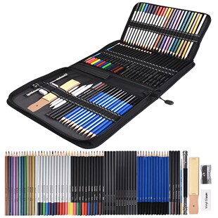 72PCS Sketch Pencils and Colored Pencils Set School Supplies