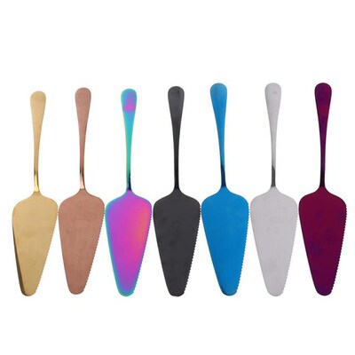 1pc Colorful Stainless Steel Serrated Edge Pie Shovel Cake S