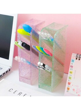 Multi-function 4 Grids Desktop Pen Holder Office School Stat
