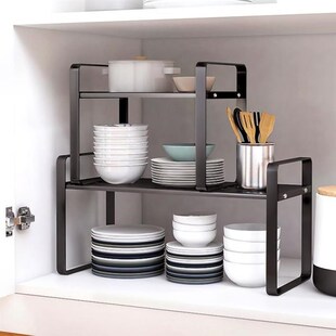 Kitchen Cabinet Cupboard Storage Shelf Organizer Stackable S