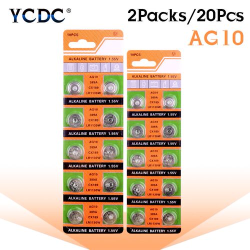 20pcs AG10 LR1130 1130 SR1130 389A LR54 L1131 389A 1.55V But