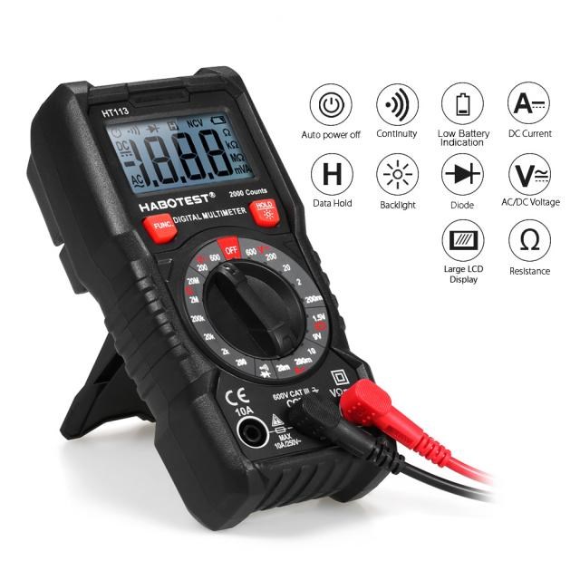 Digital Multimeter 2000 Counts Portable Multi Meter Voltmete