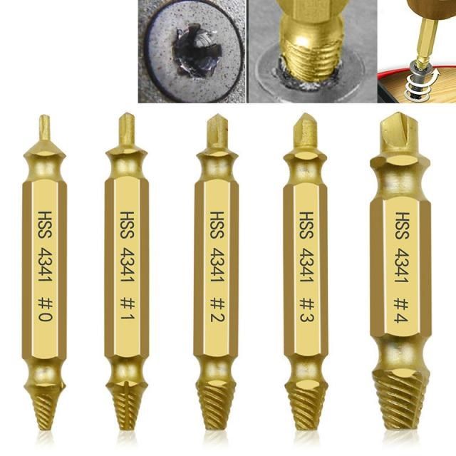 5pcs broken breakage head screw extractors double ended dama