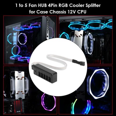 1 to 5 Multi Way Fan HUB Set Adapter Desktop PC Case 4Pin RG