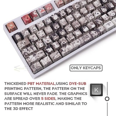 108key Ahegao OEM PBT Keycaps Dye Sublimation Japanese Ukiyo