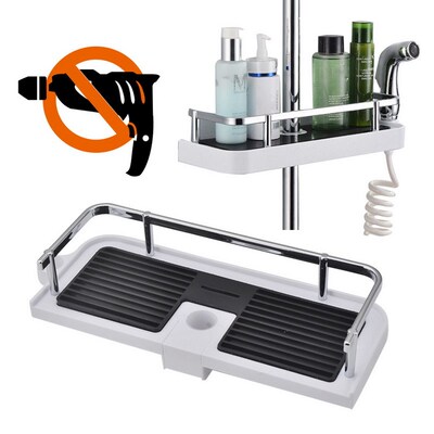 1Pcs Adjustable Bathroom Pole Caddy Shower Shelf Organizer f