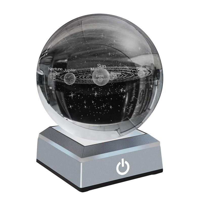 3d solar system model crystal ball 80mm 3.15 inch engraved h
