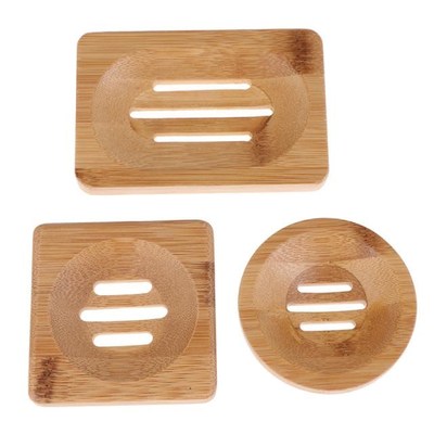 1Pc Natural Wooden Bamboo Soap Dish Wood Soap Tray Holder St