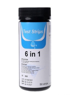 50pcs Water Test Strips 6in1 pH Nitrite Alkalinity Chlorine