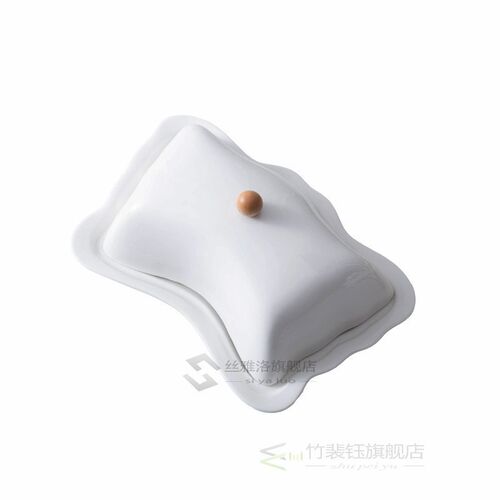 Nordic Butter Sealing Box,Ceramic Butter Plate,White,with Wo