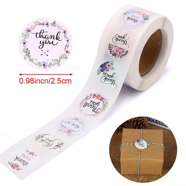 500pcs/roll Thank You Stickers Seal Labels Scrapbook Handmad