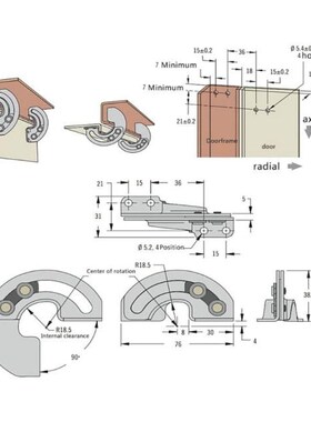 2pcs Concealed Sliding Hinge 90 Degree Limit Carbon Steel Hi