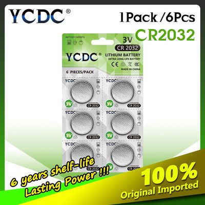 6pcs/1Cards  CR2032 Lithium Button Batteries DL2032 ECR2032