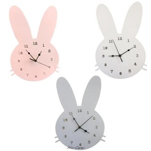 Wooden Rabbit Shaped Wall Clock Kids Room Decor Wall Clock B