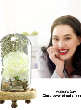 Artificial Eternal Rose in Glass Cover Preserved Flower Deco