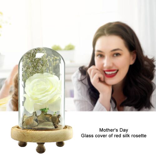 Artificial Eternal Rose in Glass Cover Preserved Flower Deco