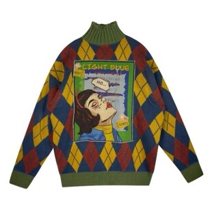 2021 Winter Applique Loose Thick Sweater Y2K Harajuku Turtle