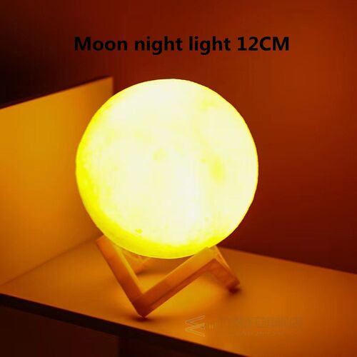 LED Night Light 3D Print Moon Lamp 8CM/12CM With Stand Batte