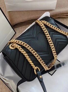 New leather Marmont love metal chain bag wave Mini GG one sh
