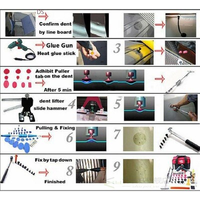 3Pcs Rods Tools Paintless Dent Repair Kits Dents Hail Damage