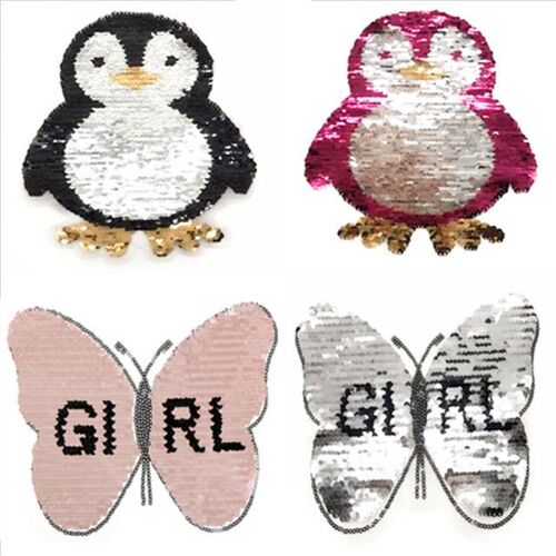 1 Pc DIY Patchwork Fabric Washable Sequins Penguin Butterfly