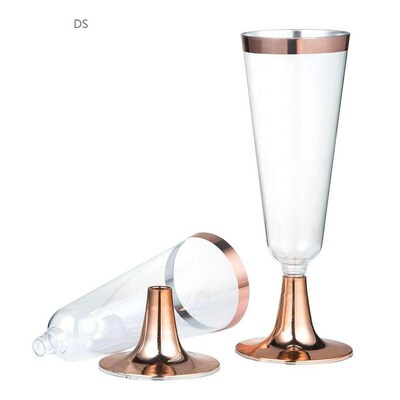 6pcs/Set Disposable Plastic Red Wine Glass Champagne Flute C