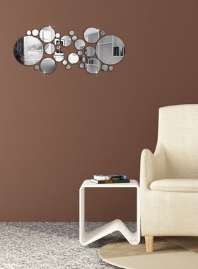 *28Pcs 3D Bathroom Mirrors DIY Circle Mirror Wall er Round D