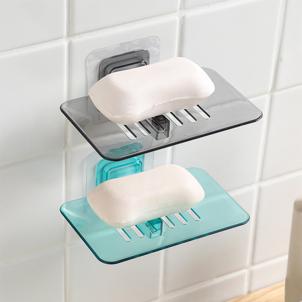 1Pc Wall-mounted Soap Holder Dishes Sponge Drain Bathroom Or