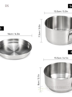 Camping Cookware Kit Stainless Steel Food Bowl Pan Cook Set