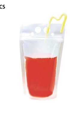 50 Pack Drink Bags Stand up Reclosable Zipper Drinking Pouch