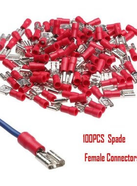 100Pcs FDD1.25-250 Female Insulated Electrical Crimp Termina