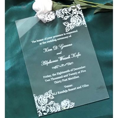 Clear Acrylic Wedding Invitation,White Peony,Roses,Anniversa