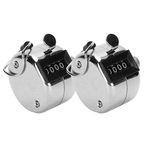 2Pcs Hand Tally Manual Knob Counter Stainless Steel 0-9999 f