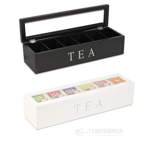 Coffe And Tea Box Organizer Wooden With Lid Coffee Tea Bag