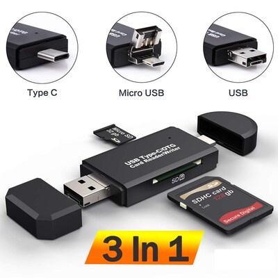 SD Card Reader SB C Card Reader 3 In 1 SB 2.0 TF/Mirco SD Sm