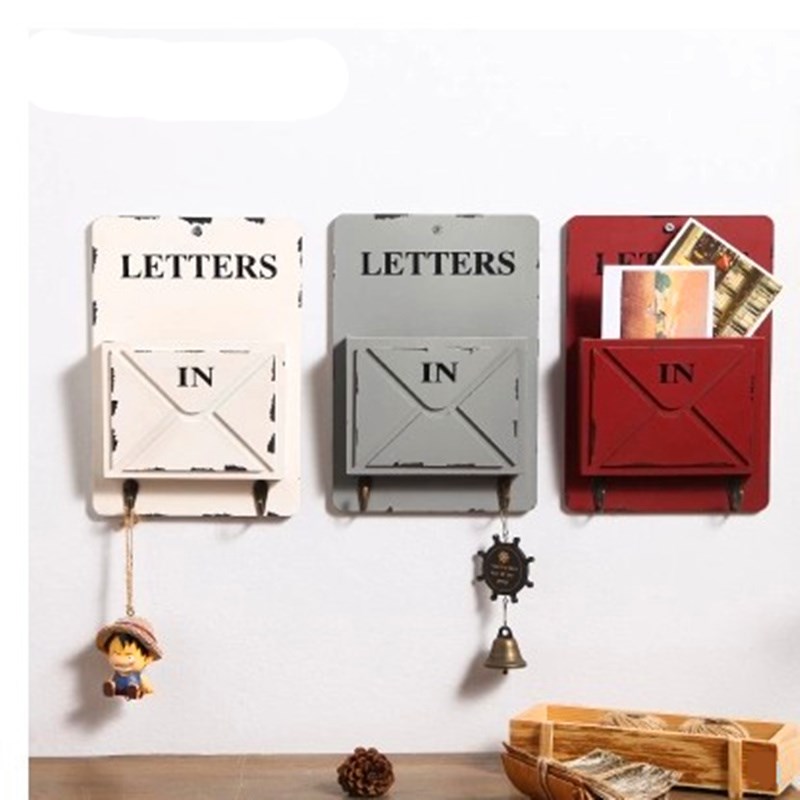 MIRI NEW Wooden Box Wall Storage Hook Vintage Letter Box Han 搬运/仓储/物流设备 其他吊具 原图主图