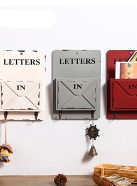 MIRI NEW Wooden Box Wall Storage Hook Vintage Letter Box Han