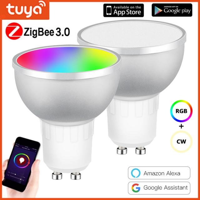 Zigbee 3.0 Gu10 Smart LED Bulb 5W RGBCW Work With Tuya Smart