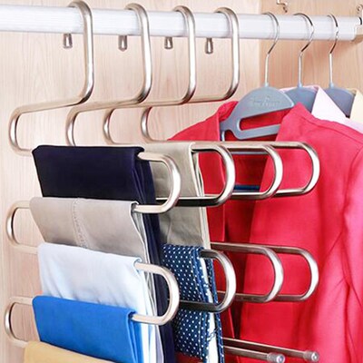 S Shape Pants Hanger Clothes Belt Hanger 5 Layers Multi-func