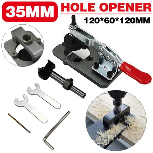 35mm Door Hinge Hole Opener Locator Jig Wood Punch Drilling