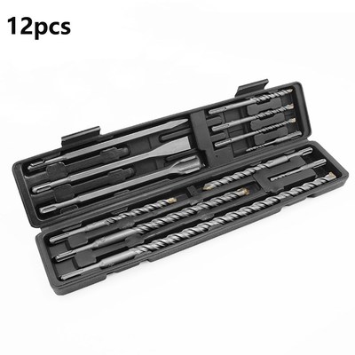 12pcs Electric Hammer Drill Bit Set Sds chisel Plastic Box S