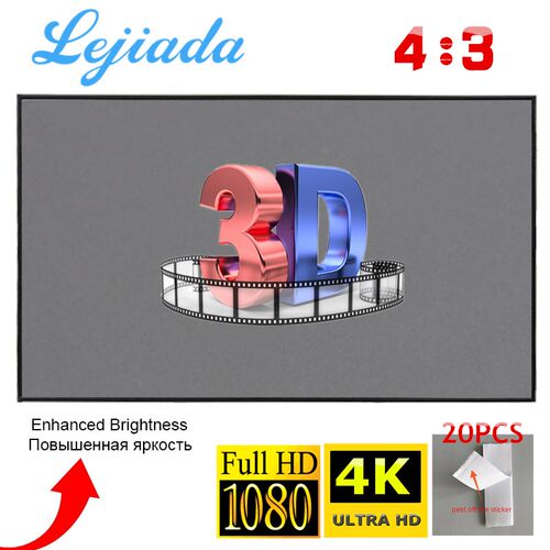 Projector-Screen 43  100 84 72 60 30inch 3D 1080P HD Foldab