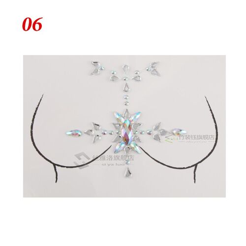 Glitter Jewels Chest Tattoo er Boho Style 3D Crystal Body Ar