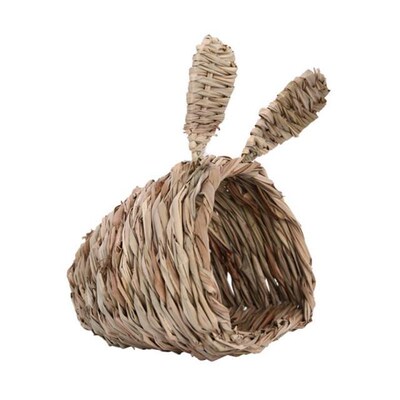 Hand-Woven Straw Hamster Hut Rabbit Bed Small Animals House