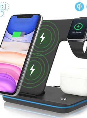 Wireless Charger Stand 3 in 1 Qi 15W Fast Charging Dock Stat