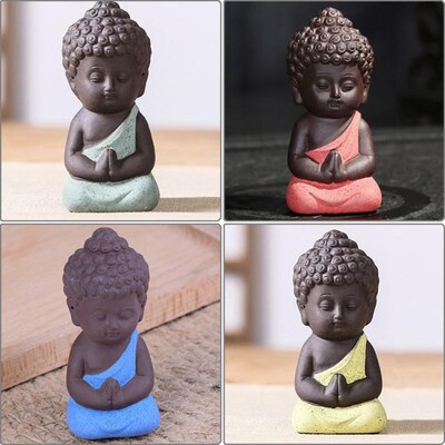 1PCS Buddhism Small Statues Little Meditation Monk Miniature