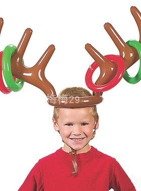 Christmas Game Inflatable Reindeer Antler Hat Ring Toss Gift