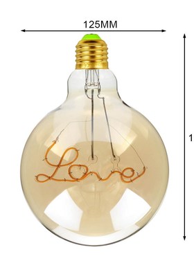 Retro Edison Bulb LED Filat LOVE G125 Ampoule Vintage Light
