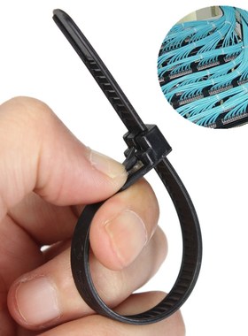 100Pcs Black Nylon Plastic Releasable Reusable Cable Tie Zip