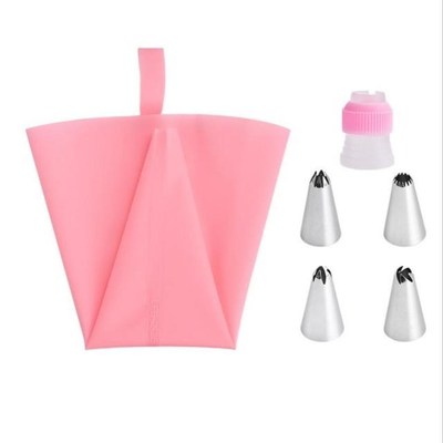 4PCS Icing Piping Tips and 1 Adaptor 1 Silicone Pastry Bags